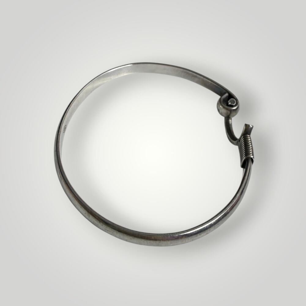 925 Sterling Silver Horseshoe Hook Bangle Bracelet Artisan Vintage Style - Picture 3 of 10